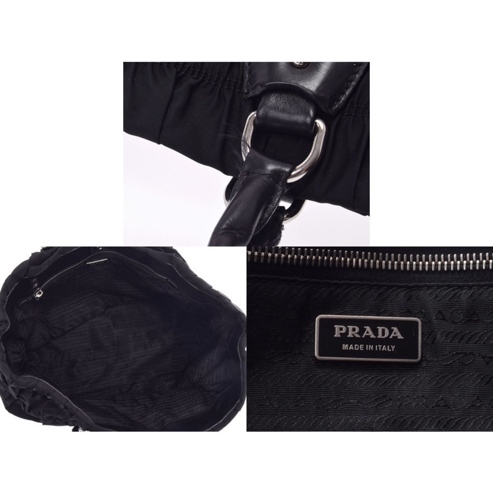 Prada tote Gathered bag black nylon Gaufre - Picture 9 of 11